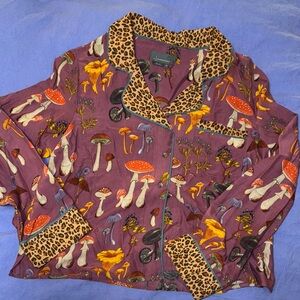 Anthropologie Purple Mushroom Print Pajama Top